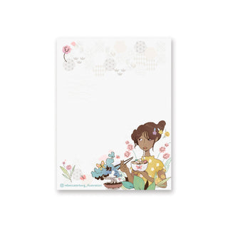 girl noodles ramen floral butterfly plant notepad