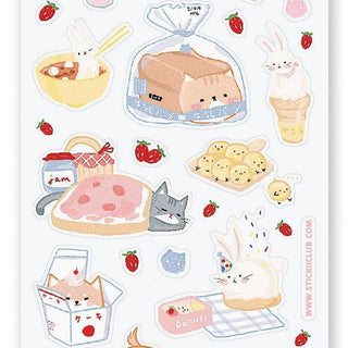 bread picnic shiba cat sticker sheet