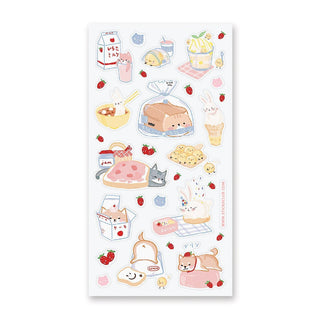 bread picnic shiba cat sticker sheet