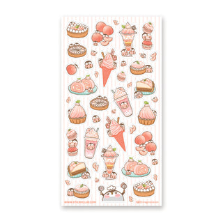 peach pink penguin desserts sweet sticker sheet