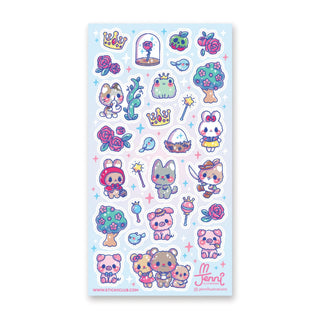 fairy tale storybook frog wolf pig rose sticker sheet