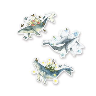 floral butterfly whale sea ocean animal sticker flakes