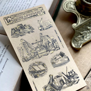 writing victorian vintage letter envelope ink pen books desk sticker sheet