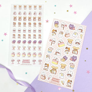 mail letter stationery pastel bunny rabbit cat sticker sheet
