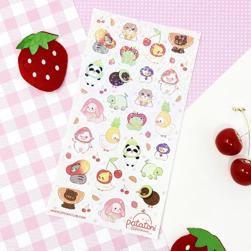holo animal cute fruit summer sticker sheet