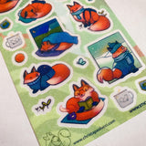 fox backpacking camping hiking travel trail map scarf sticker sheet