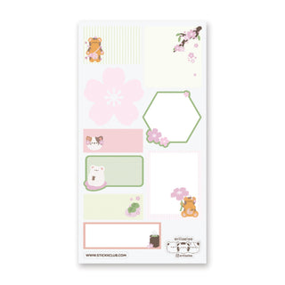 tiger cat sakura cherry blossom flower pink label sticker sheet