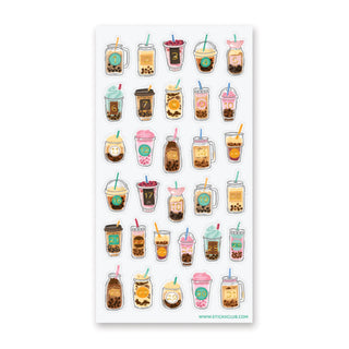 boba tea drink sticker sheet numbered daily