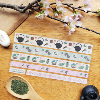 green tea matcha japanese snacks sweets dessert bunny sakura washi sticker sheet
