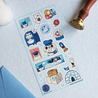 penguin seal snow arctic stamp post letters tape wax globe package igloo sticker sheet
