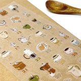 numbered daily planner coffee latte tea cafe drinks sticker sheet