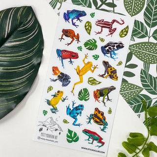 frog tropical colorful leaf yellow blue green red sticker sheet
