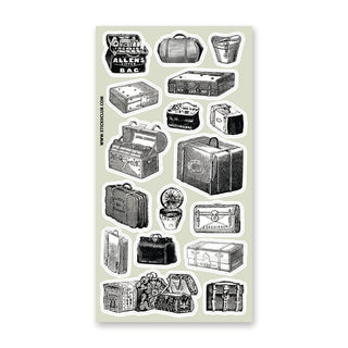 vintage victorian luggage suitcase bag travel sticker sheet