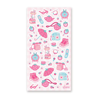 pink strawberry ajtuana umbrella outfit pastel sticker sheet