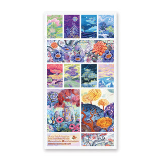 nature forest flowers wild trees colors painting pattern scene sticker sheet