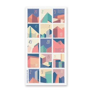 architectural buildings city stamp sticker sheet
