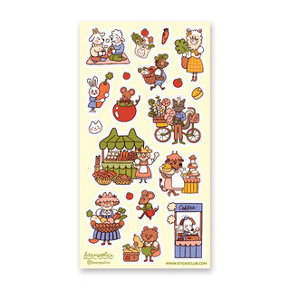 farmer's market produce grocery apples fruit vegetables stand coffee animals sticker sheet