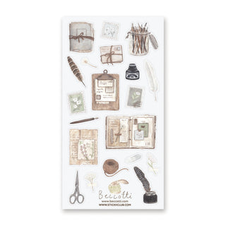 feather pen ink journal letter scissors notebook paper stationery mail sticker sheet
