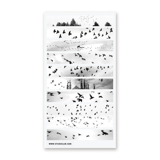 crows birds flying washi sticker sheet
