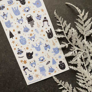 winter snowy animals sticker sheet