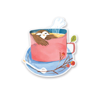 mug tea coffee hot owl bird  fall autumn drink seasonal warm notepad memo pad