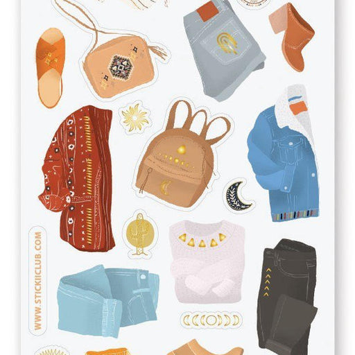 western autumn outfits clothes fashion sticker sheet