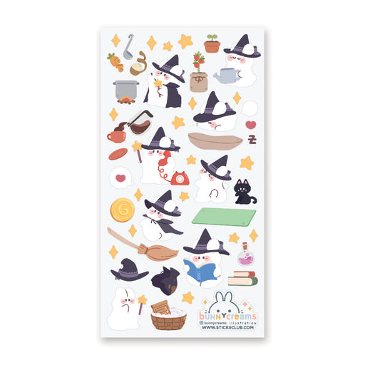 bunny witch witchy magic broom plant phone sticker sheet