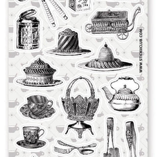 tea party victorian vintage sticker sheet