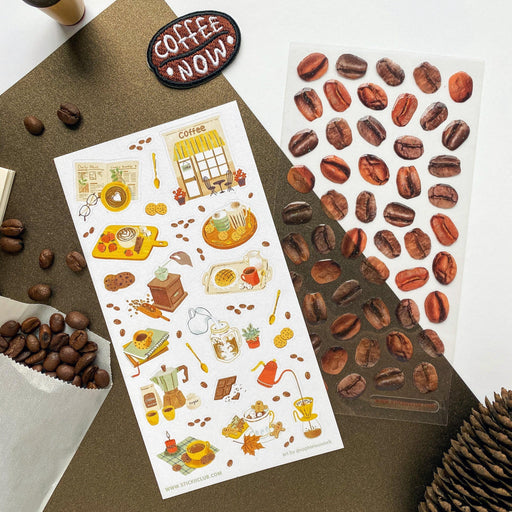 epoxy coffee bean glitter sticker sheet