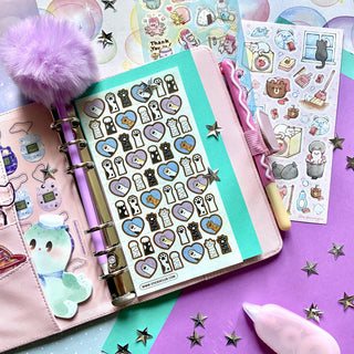 cat chore cleaning home sticker sheet