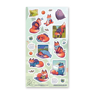 fox backpacking camping hiking travel trail map scarf sticker sheet