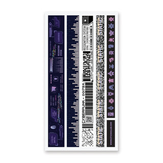 digital cyber pixel tech sticker strips tapes sheet
