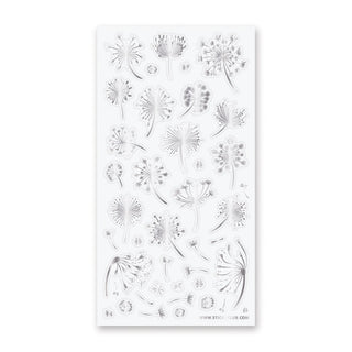 silver dandelion flower sticker sheet