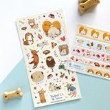 dog bowl collar mail washi sticker sheet