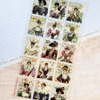 victorian fashion mask stamps sticker sheet