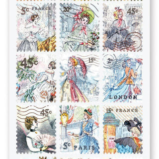fancy women stamps sticker sheet