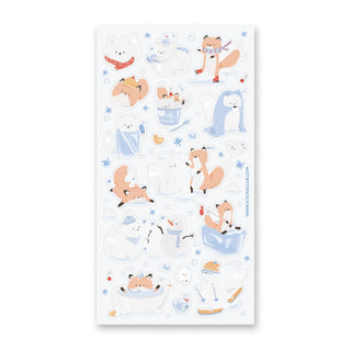 ice snowman fox sticker sheet