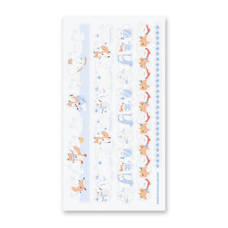 snowman snow fox winter tape sticker sheet