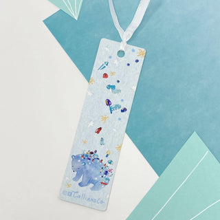 blue bear mushroom crystal bookmark