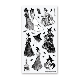 victorian witch women bats magic halloween sticker sheet