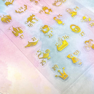 golden fairy tale planner days numbered sticker sheet
