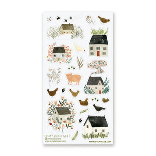 farm pig chicken field flower house home cottage sweet sticker sheet