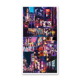japan tokyo city night sticker sheet