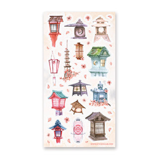 lantern japan asian sticker sheet