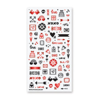 love icons black red sticker sheet
