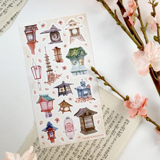 lantern japan asian sticker sheet