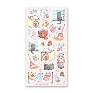 cat chore cleaning home sticker sheet