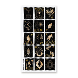 nature stamps plants shells sky moon animals
