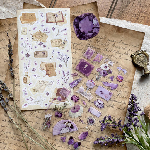 lavender floral flowers petals journal notebook letters sticker sheet