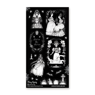 women bride victorian ladies gothic ashes to ashes sticker sheet